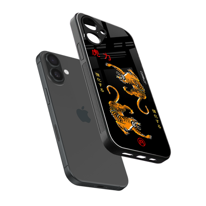 tigers black back phone cover | glass case for iphone 16