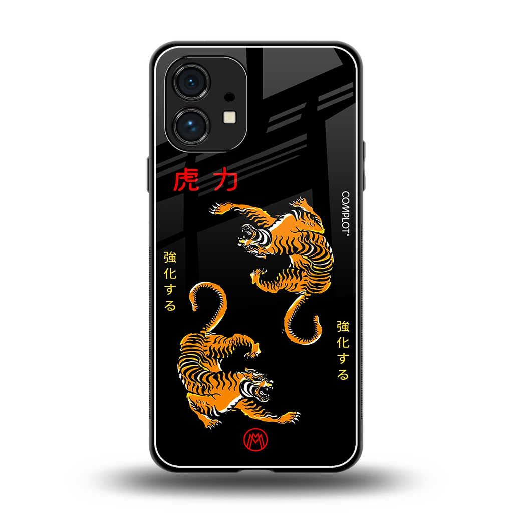 tigers black back phone cover | glass case for nothing phone 1