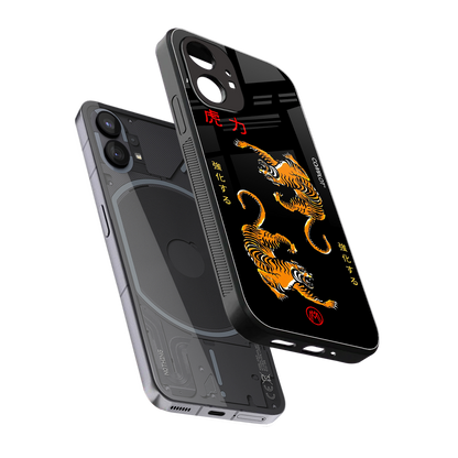 tigers black back phone cover | glass case for nothing phone 1