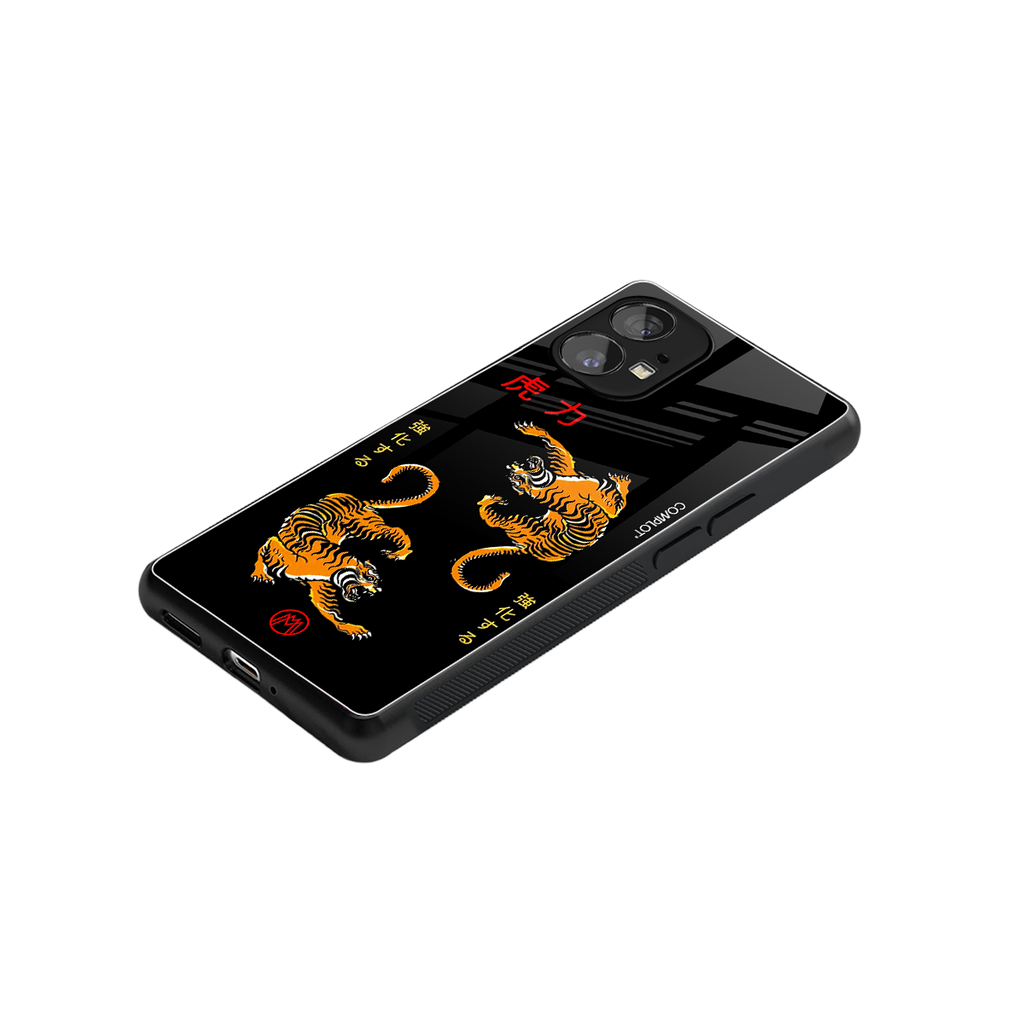 tigers black back phone cover | glass case for nothing phone 1