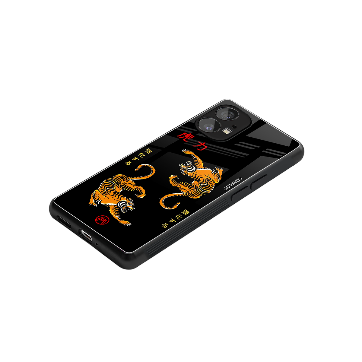 tigers black back phone cover | glass case for nothing phone 1