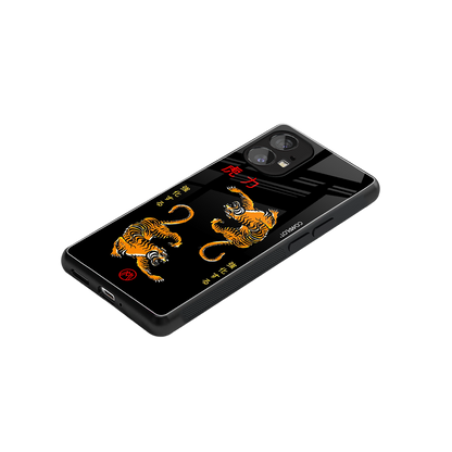 tigers black back phone cover | glass case for nothing phone 1