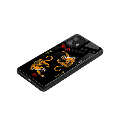 tigers black back phone cover | glass case for nothing phone 2