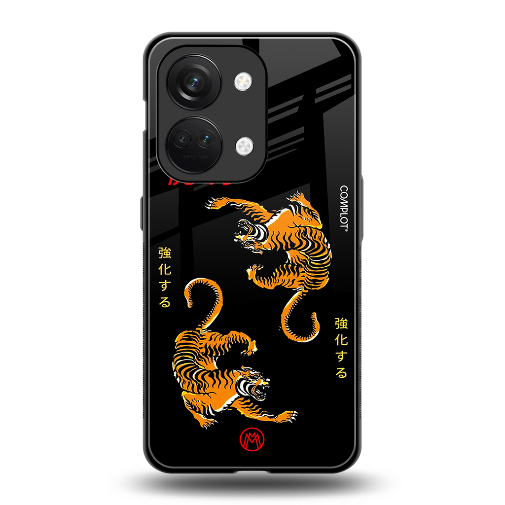 tigers black back phone cover | glass case for oneplus nord 3