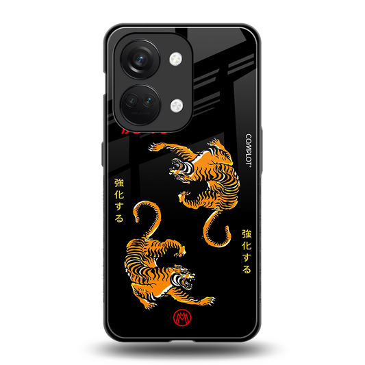 tigers black back phone cover | glass case for oneplus nord 3