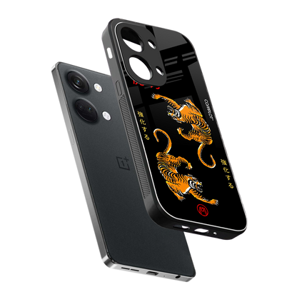 tigers black back phone cover | glass case for oneplus nord 3