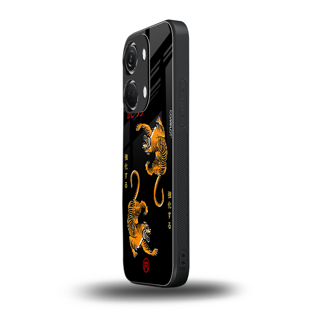 tigers black back phone cover | glass case for oneplus nord 3