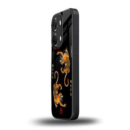 tigers black back phone cover | glass case for oneplus nord 3