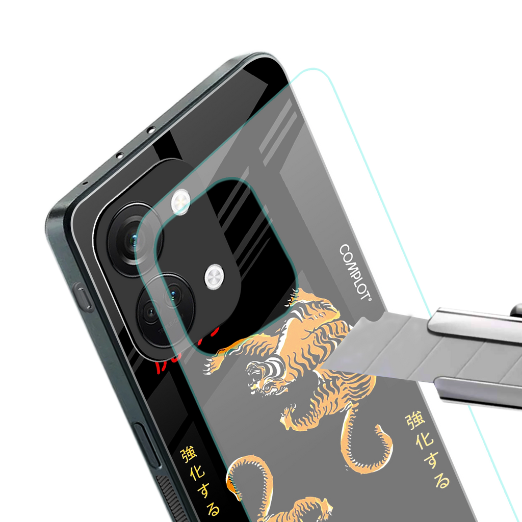 tigers black back phone cover | glass case for oneplus nord 3