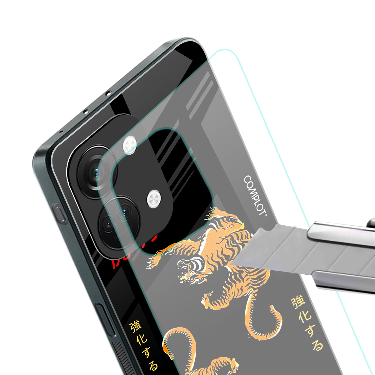 tigers black back phone cover | glass case for oneplus nord 3