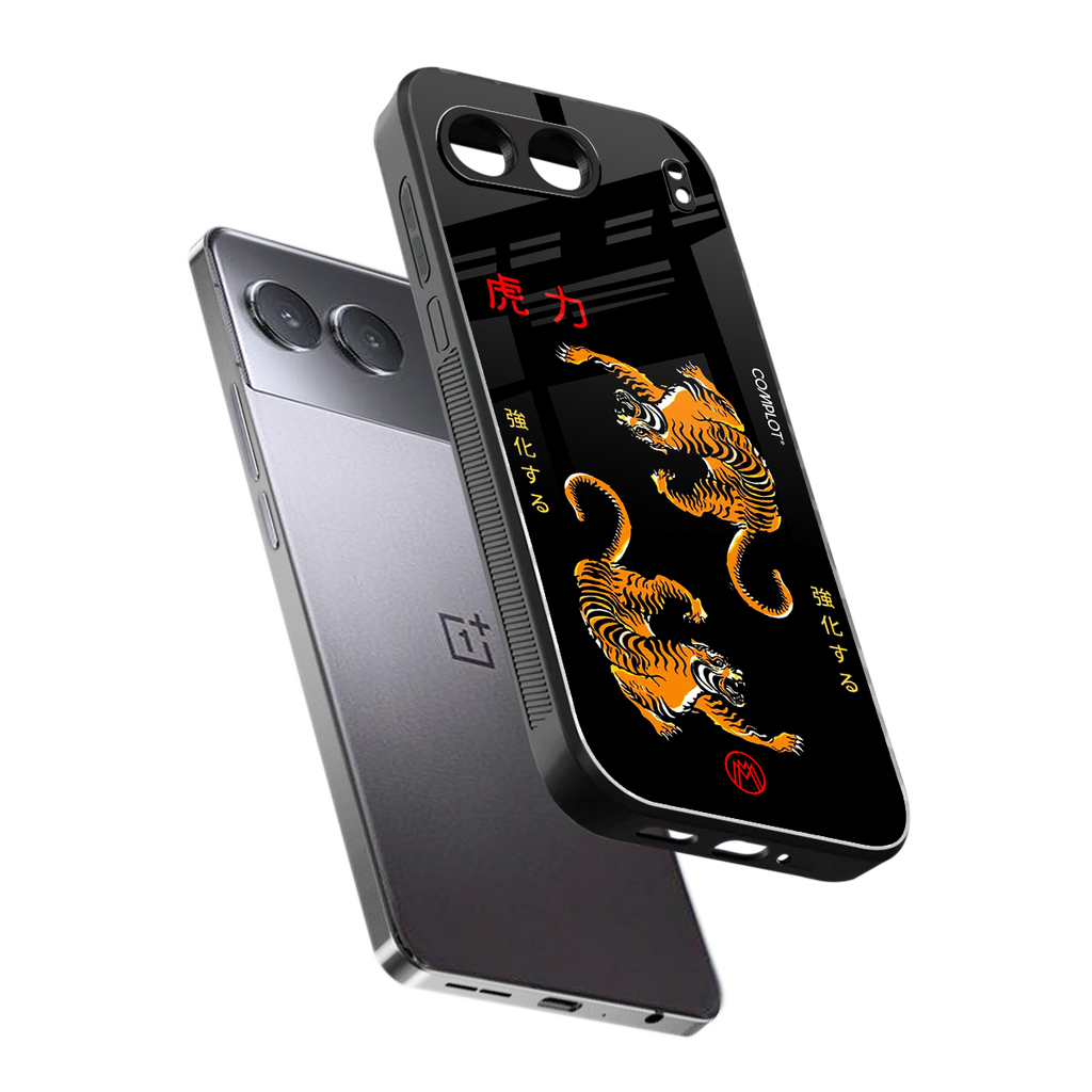 tigers black back phone cover | glass case for oneplus nord 4