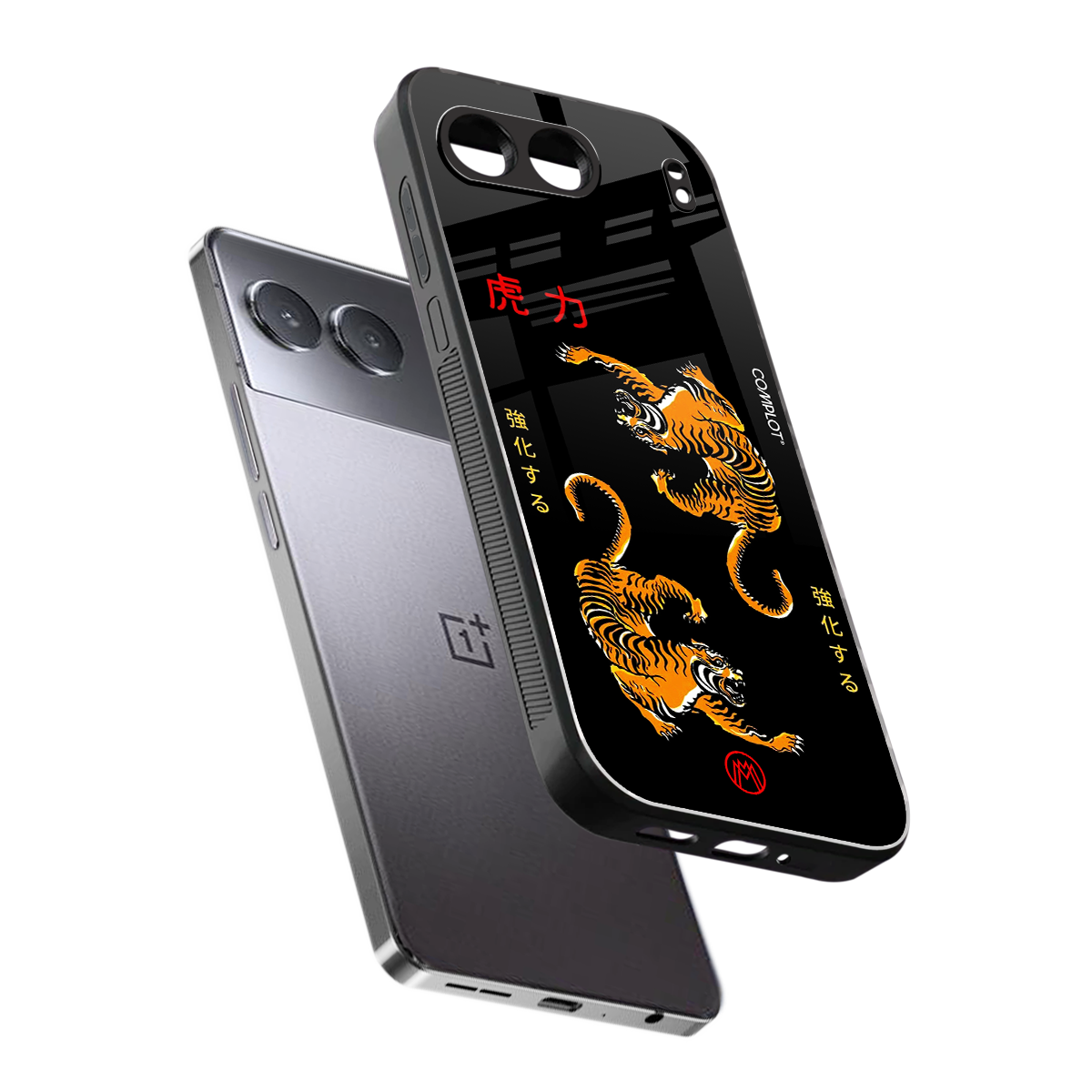 tigers black back phone cover | glass case for oneplus nord 4