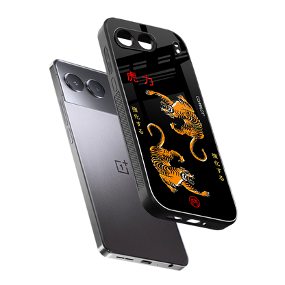 tigers black back phone cover | glass case for oneplus nord 4