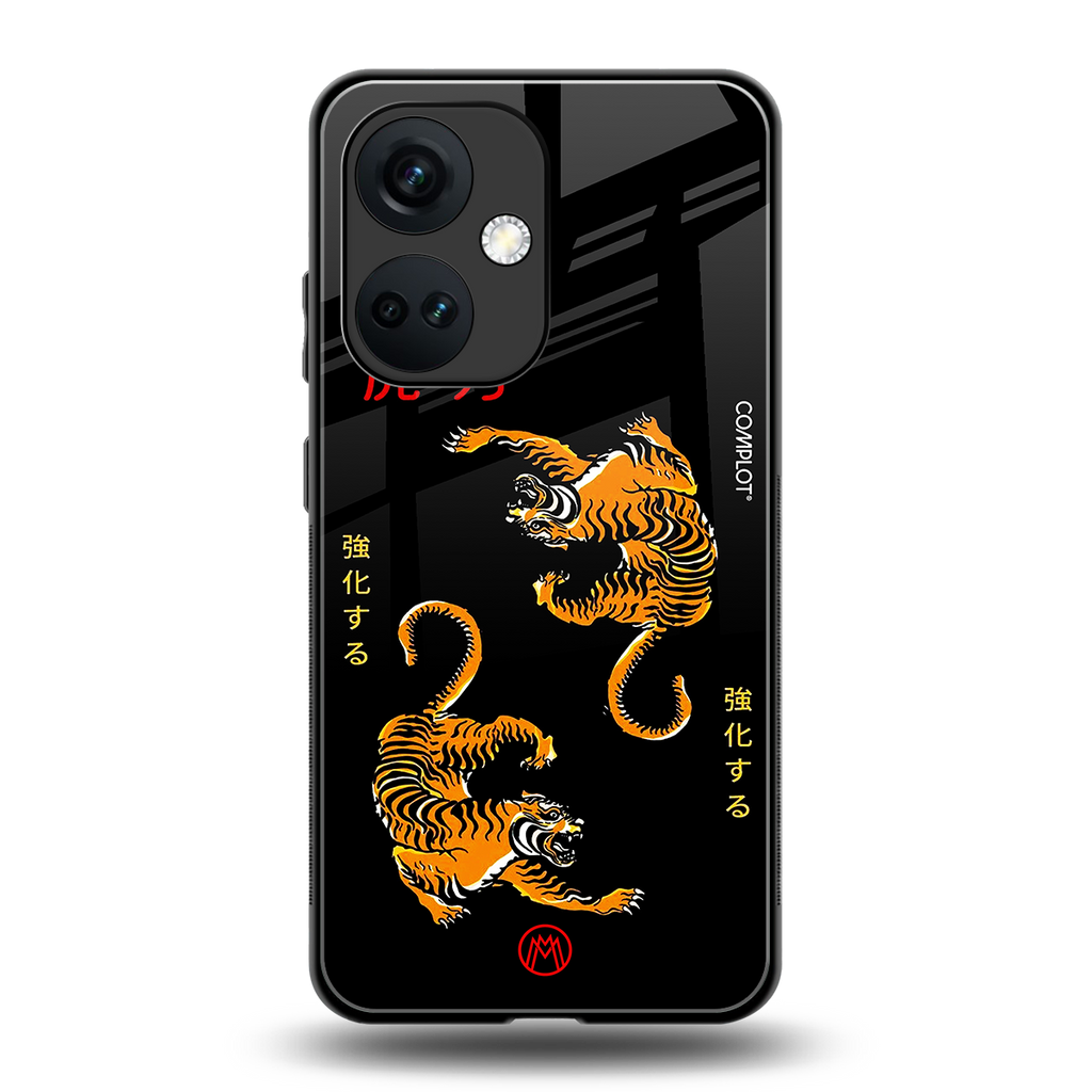 tigers black back phone cover | glass case for oneplus nord ce 3