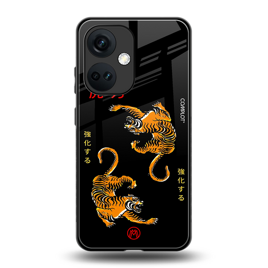 tigers black back phone cover | glass case for oneplus nord ce 3
