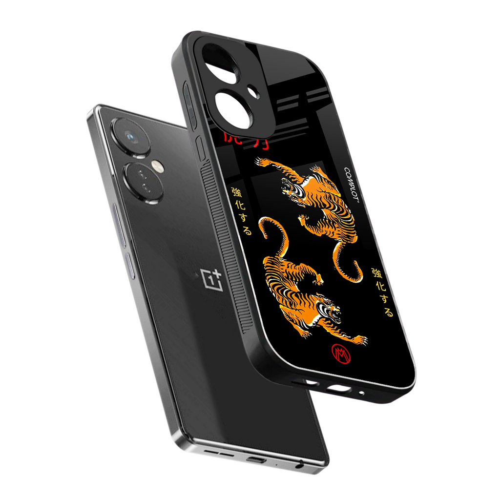 tigers black back phone cover | glass case for oneplus nord ce 3