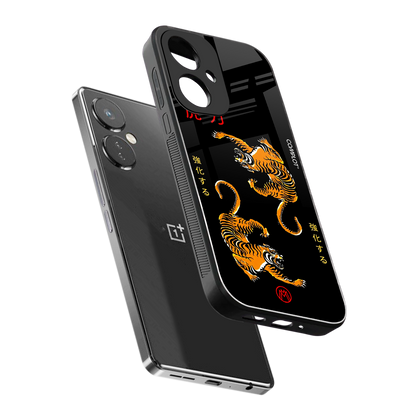 tigers black back phone cover | glass case for oneplus nord ce 3