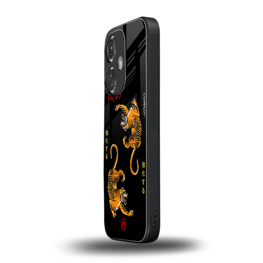 tigers black back phone cover | glass case for oneplus nord ce 3