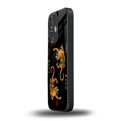 tigers black back phone cover | glass case for oneplus nord ce 3