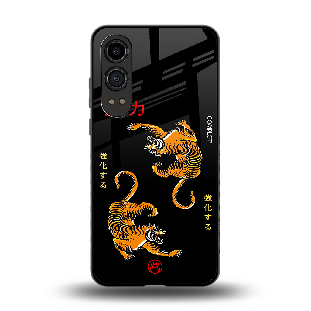tigers black back phone cover | glass case for oneplus nord ce 4 lite
