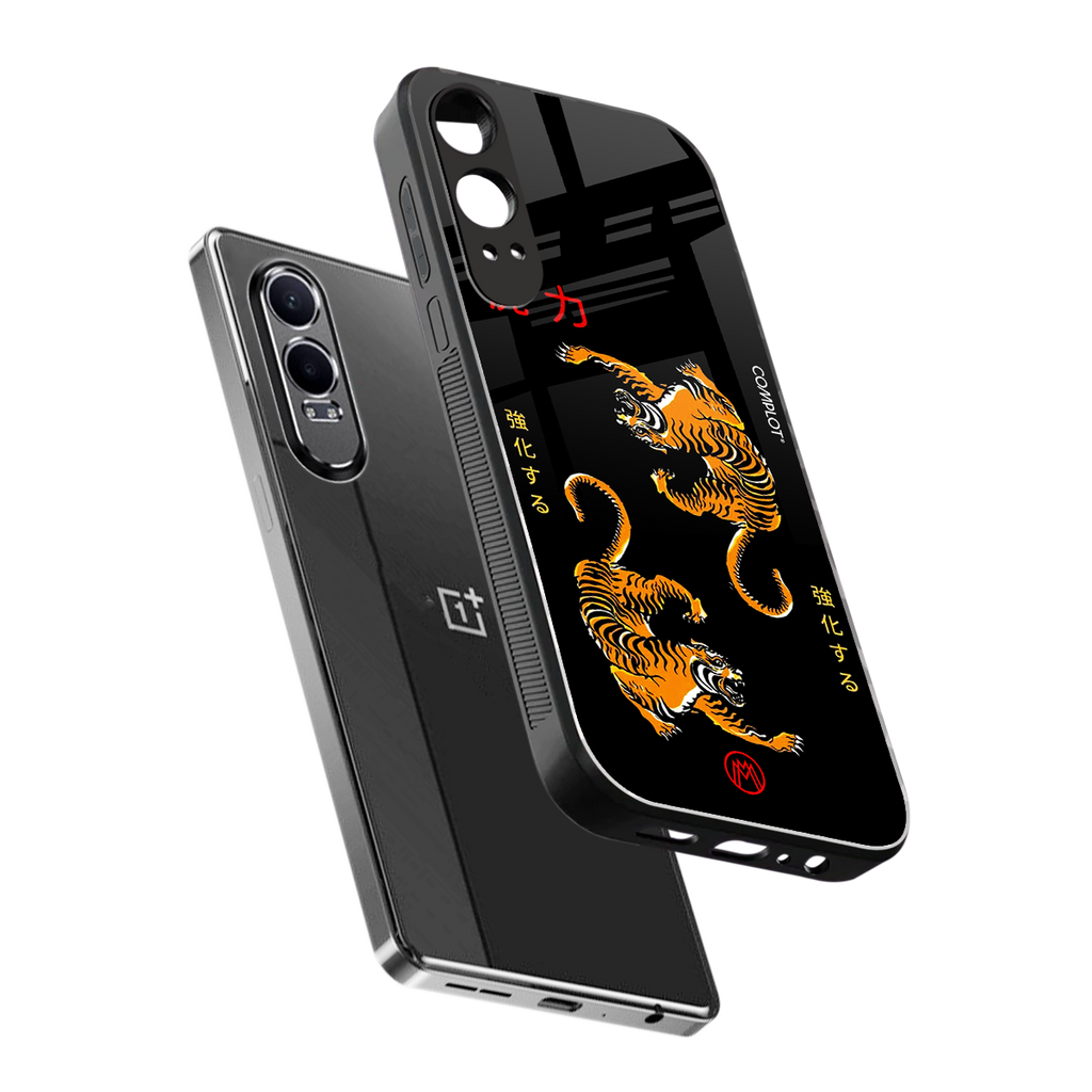 tigers black back phone cover | glass case for oneplus nord ce 4 lite