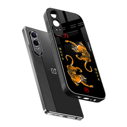 tigers black back phone cover | glass case for oneplus nord ce 4 lite
