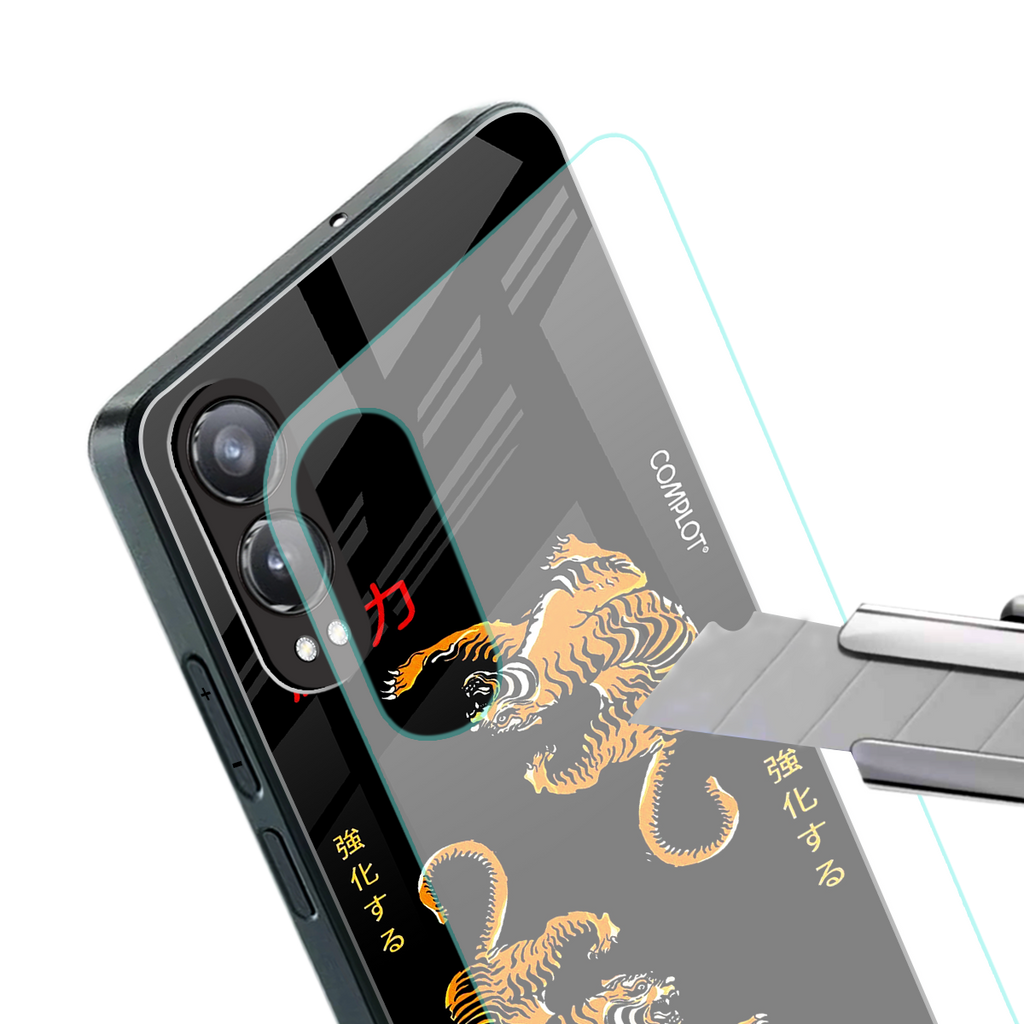 tigers black back phone cover | glass case for oneplus nord ce 4 lite