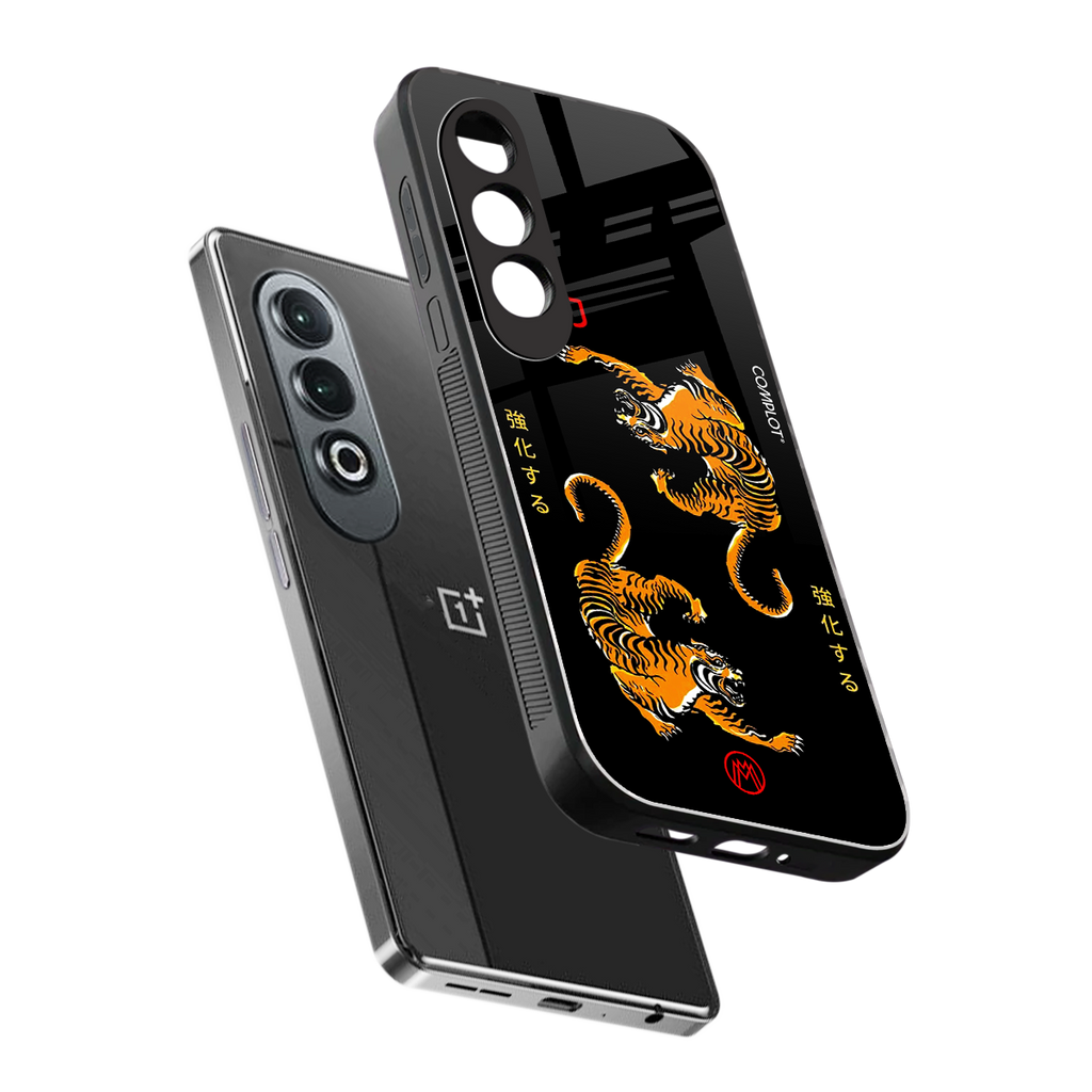 tigers black back phone cover | glass case for oneplus nord ce 4
