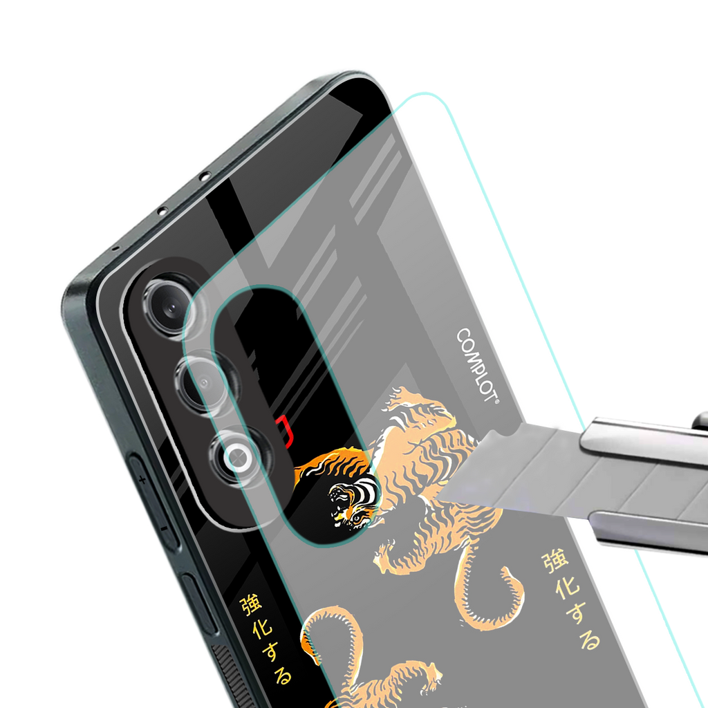 tigers black back phone cover | glass case for oneplus nord ce 4