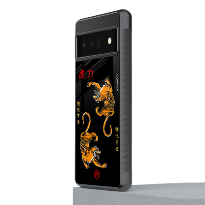 tigers black back phone cover | glass case for google pixel 6 pro