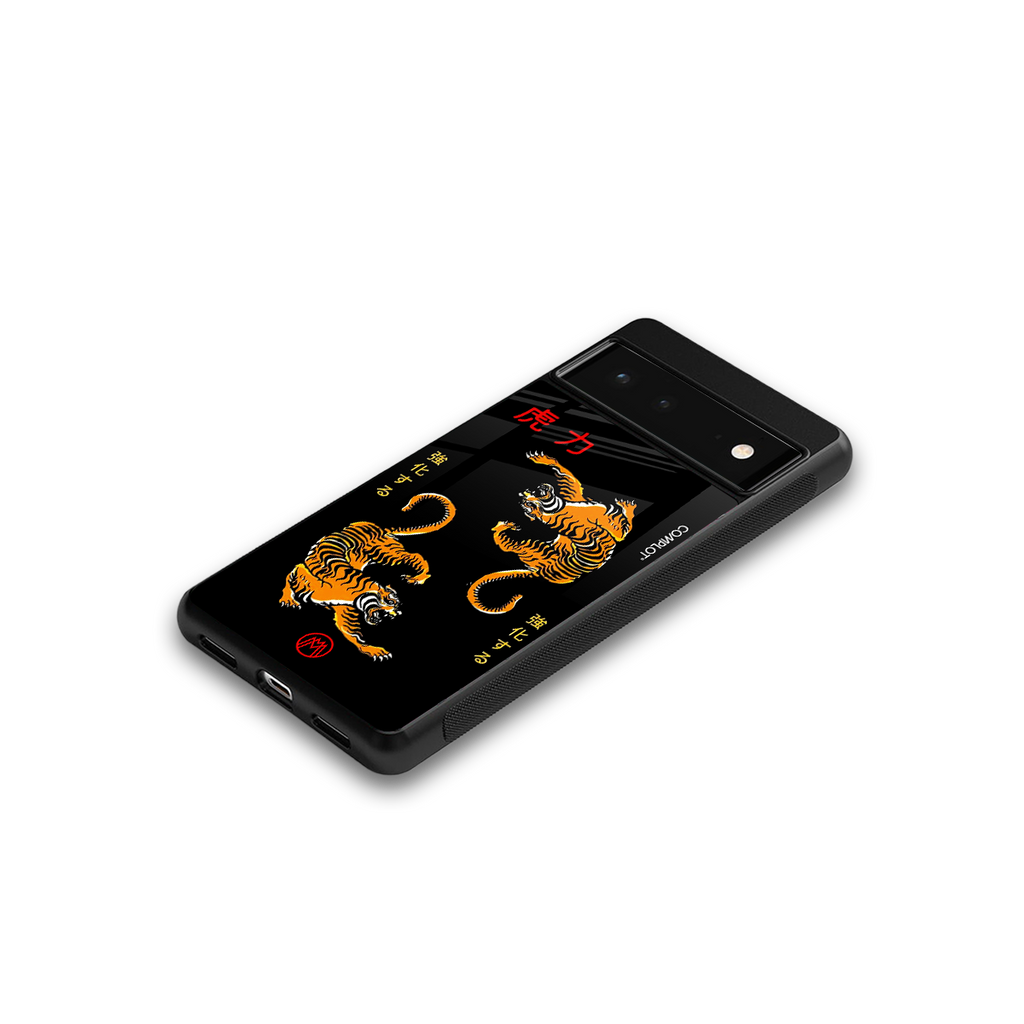 tigers black back phone cover | glass case for google pixel 6