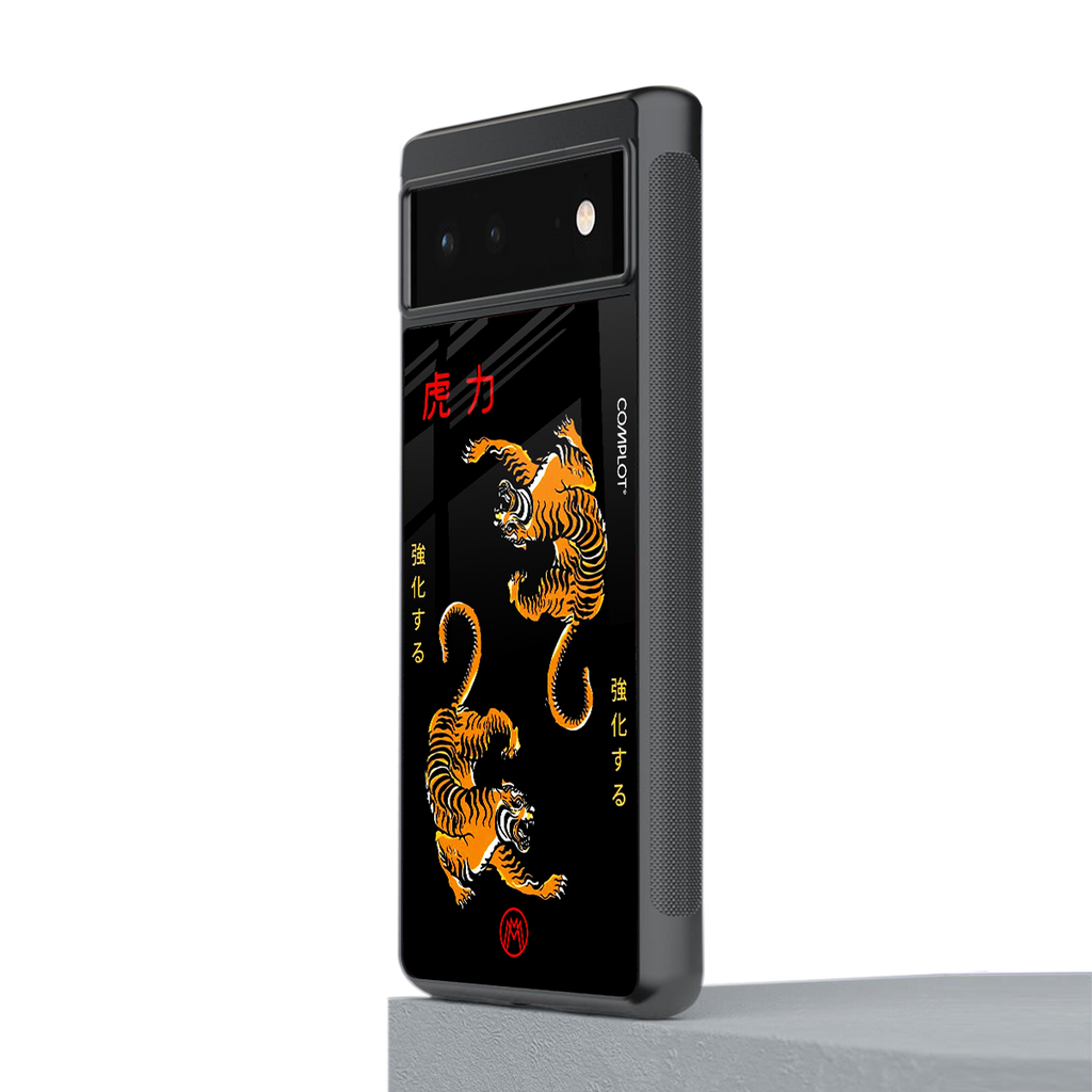 tigers black back phone cover | glass case for google pixel 6