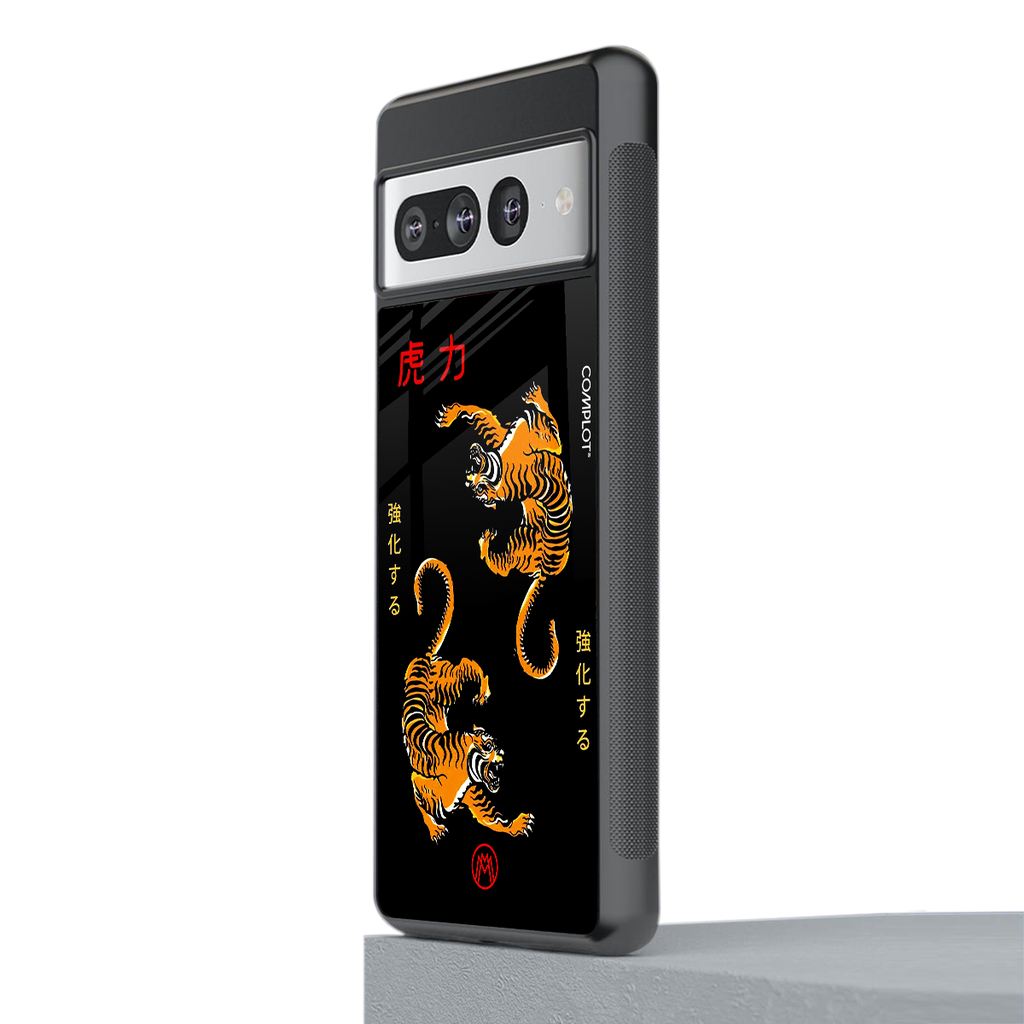 tigers black back phone cover | glass case for google pixel 7 pro