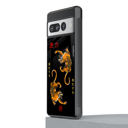 tigers black back phone cover | glass case for google pixel 7 pro