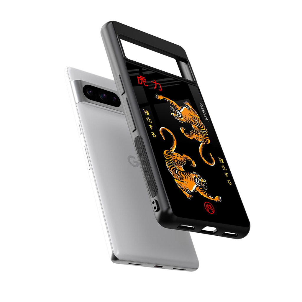tigers black back phone cover | glass case for google pixel 8 pro
