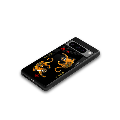 tigers black back phone cover | glass case for google pixel 8 pro
