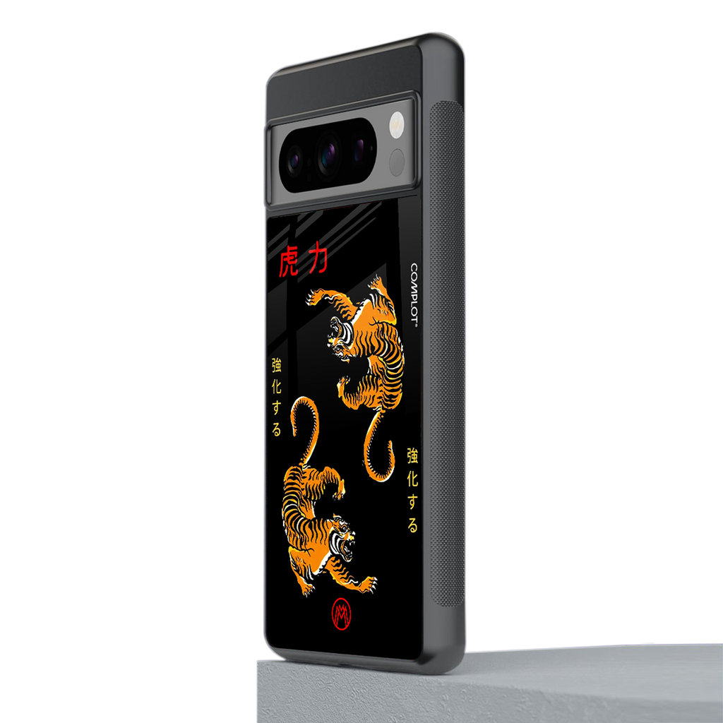 tigers black back phone cover | glass case for google pixel 8 pro