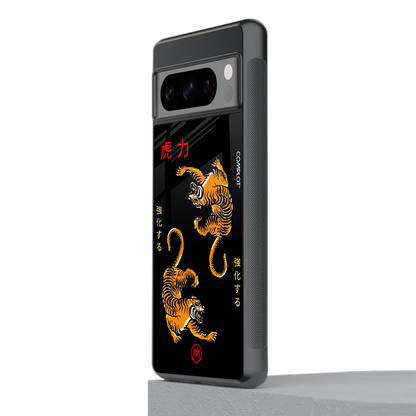 tigers black back phone cover | glass case for google pixel 8 pro
