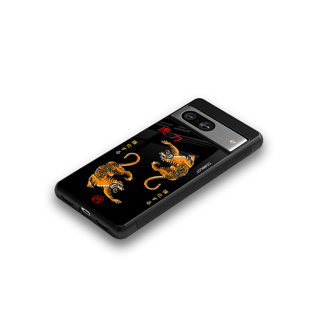 tigers black back phone cover | glass case for Google Pixel 8