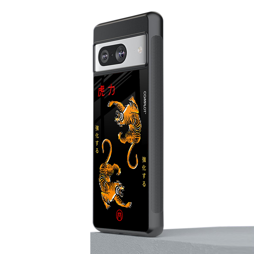 tigers black back phone cover | glass case for Google Pixel 8