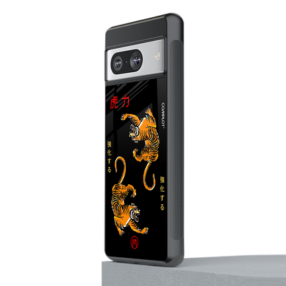 tigers black back phone cover | glass case for Google Pixel 8