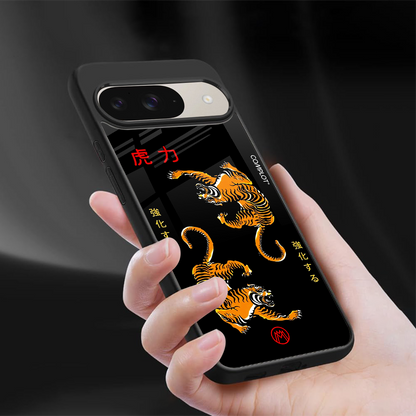 tigers black back phone cover | glass case for google pixel 9