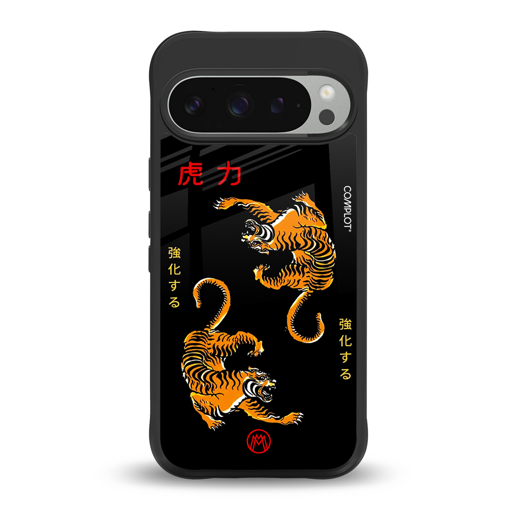 tigers black back phone cover | glass case for google pixel 9 pro