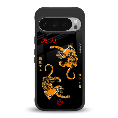 tigers black back phone cover | glass case for google pixel 9 pro xl