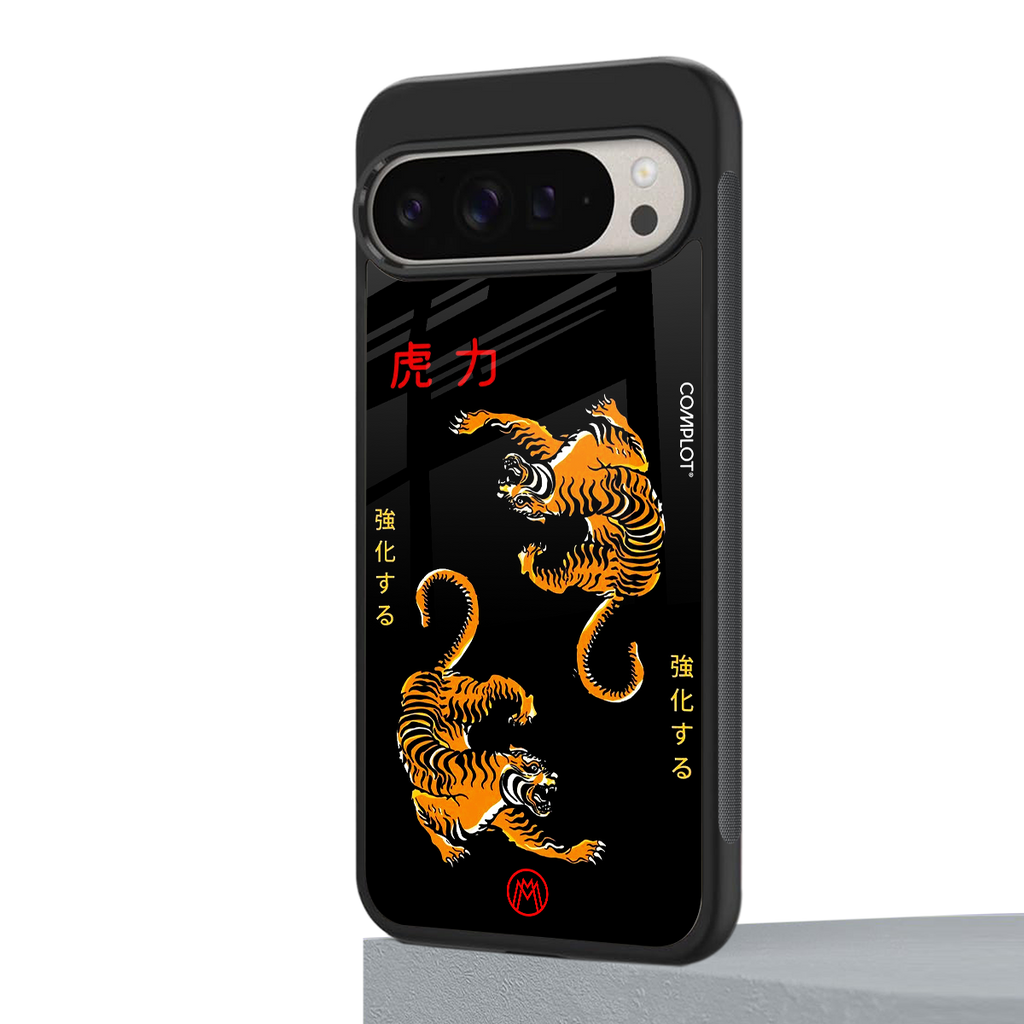 tigers black back phone cover | glass case for google pixel 9 pro