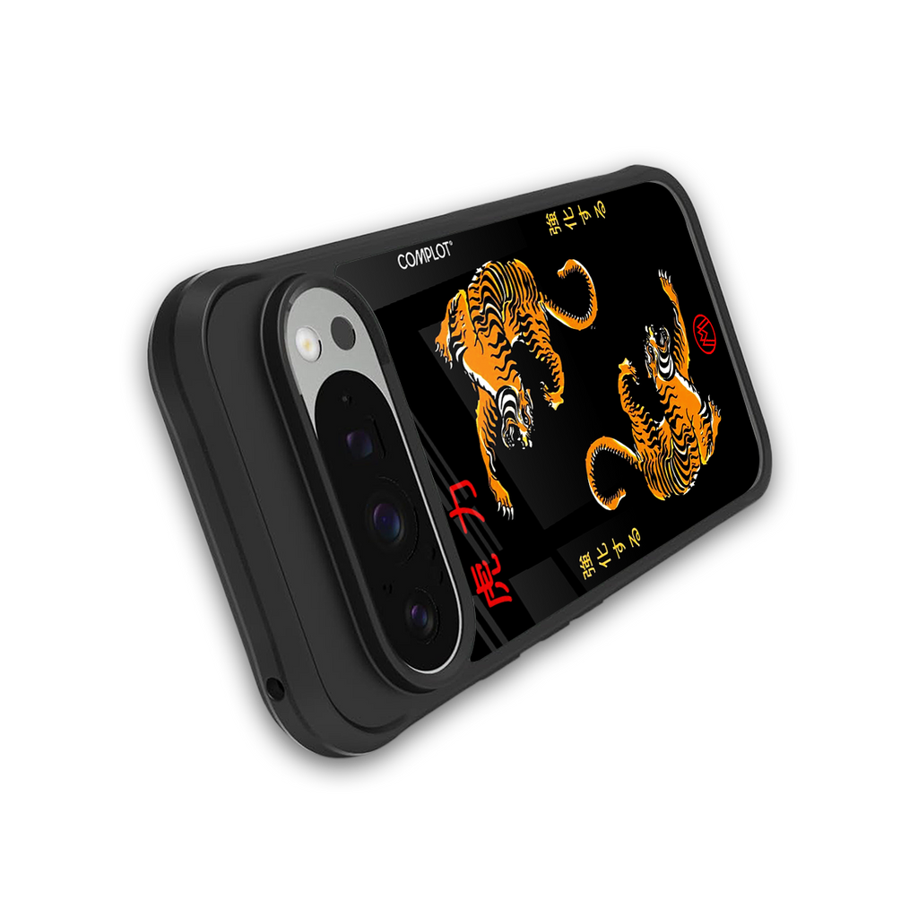 tigers black back phone cover | glass case for google pixel 9 pro