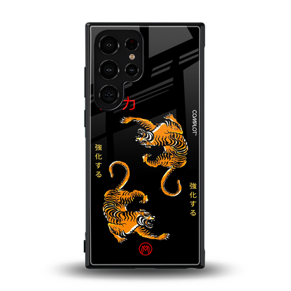 tigers black back phone cover | glass case for samsung galaxy s23 ultra