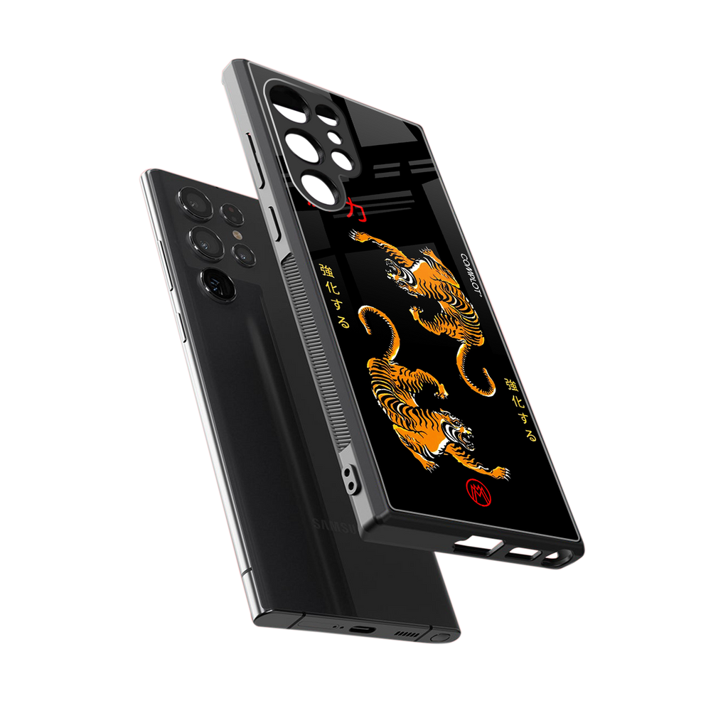 tigers black back phone cover | glass case for samsung galaxy s23 ultra