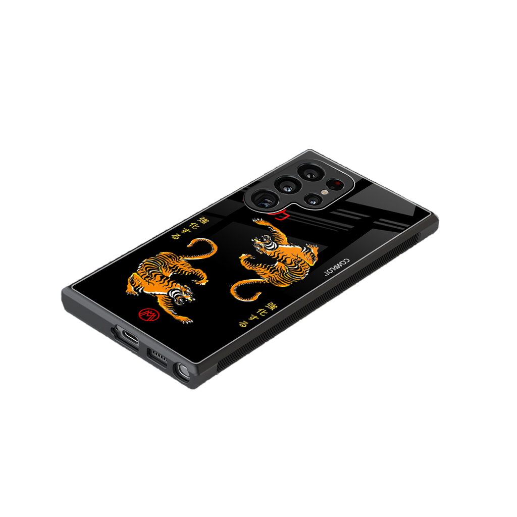 tigers black back phone cover | glass case for samsung galaxy s23 ultra