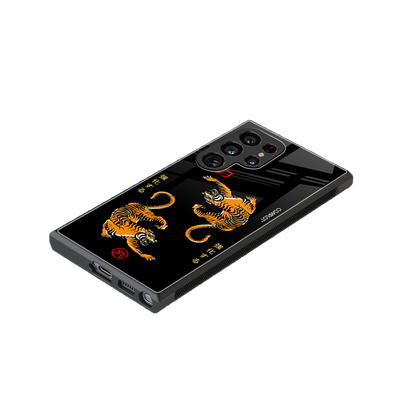 tigers black back phone cover | glass case for samsung galaxy s23 ultra